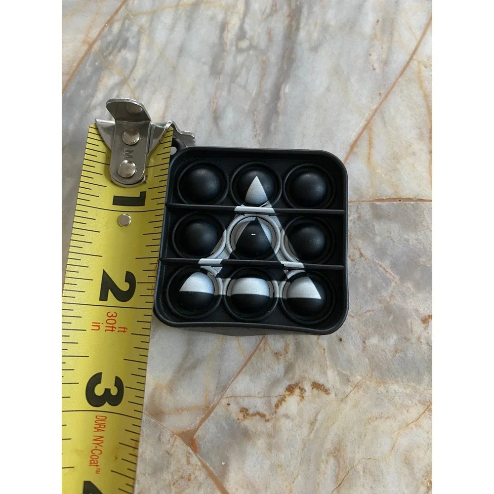 Black and White Triangle Square Fidget Pop Toy Silicone Sensory‎ Keychain 2.5in